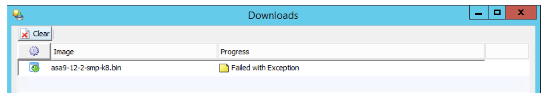 screenshot of failed-with-exception error