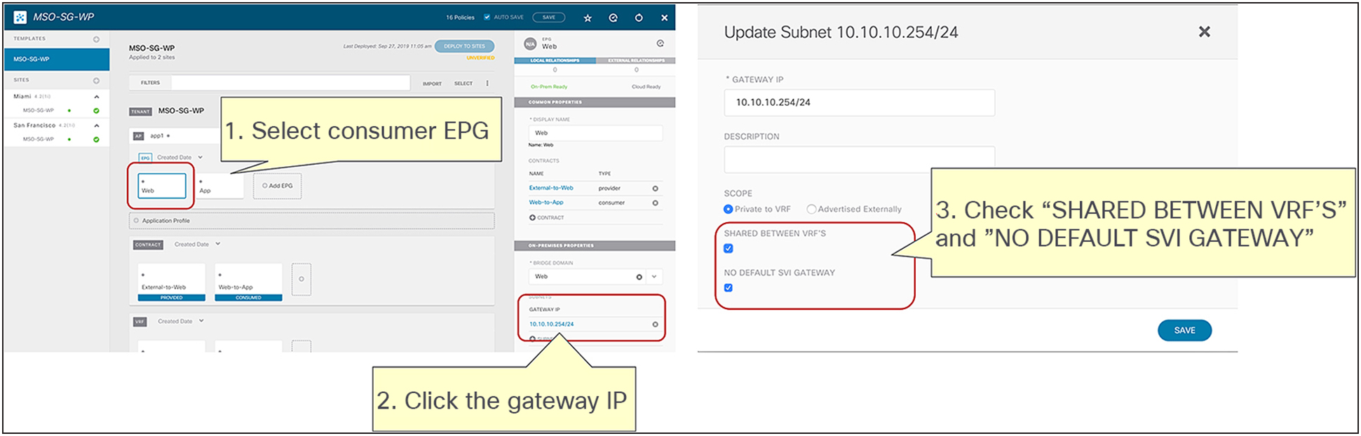 Select the gateway IP object