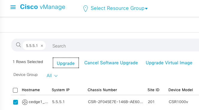 Select cEdge for Software Upgarde
