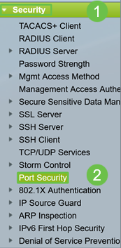 Navigate to Security > Port Security.