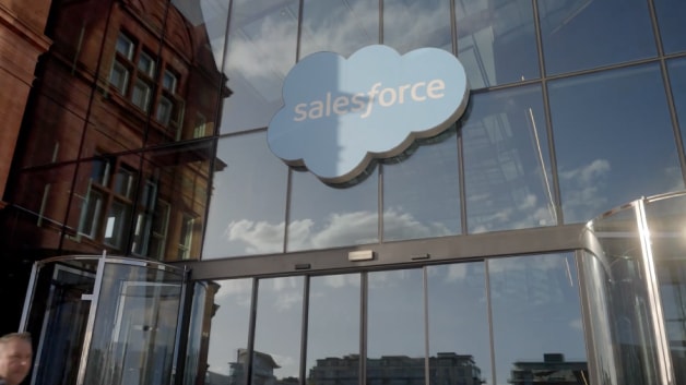Salesforce logo on building