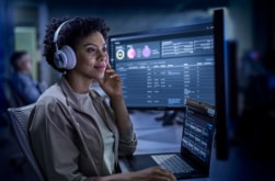 Engineer looking at network monitoring and observability dashboards