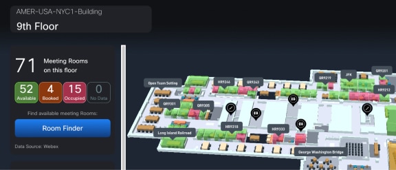 Top-left view of screen showing Cisco Spaces