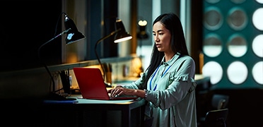 Woman working on laptop