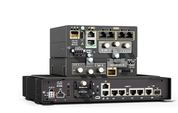 Cisco industrial routers and operations dashboard on display